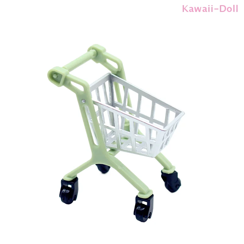 1:12 Handkarren Puppenhaus Miniatur-Trolley Supermarkt-Einkaufswagen Zubehör Desktop-Ornament Kinderspielzeug Geschenk
