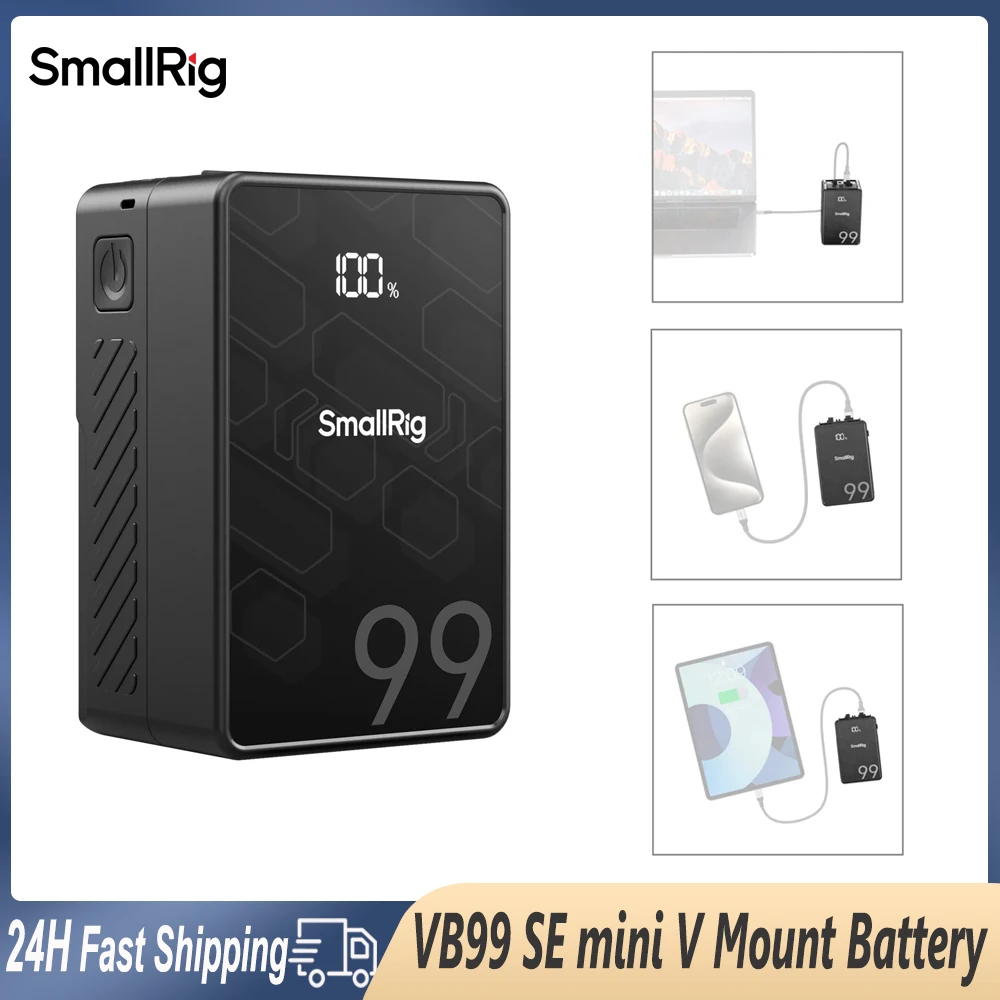 Smallrig VB99 SE mini V Mount Battery Real 65W Fast Charging with OLED Display For Camera Monitor Video Light Smartphone Laptop