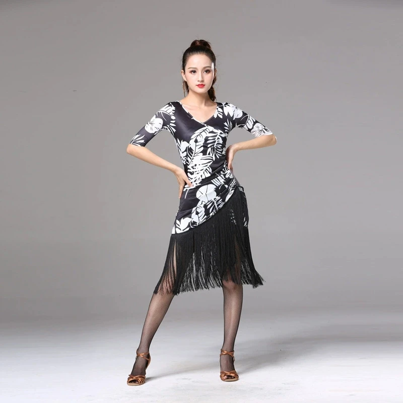

Latin dance dress adult dress sexy new adult dance dress fluffy dress training dance practice dress summer