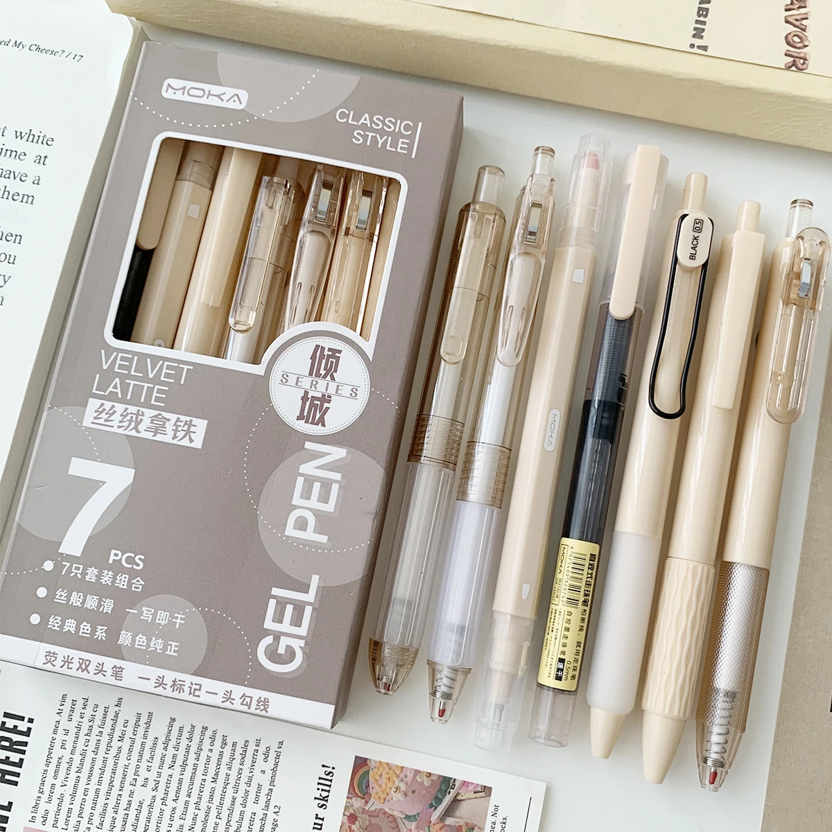 

A set of 7 neutral pens, simple and versatile. Students can use neutral pens to brush questions in the office