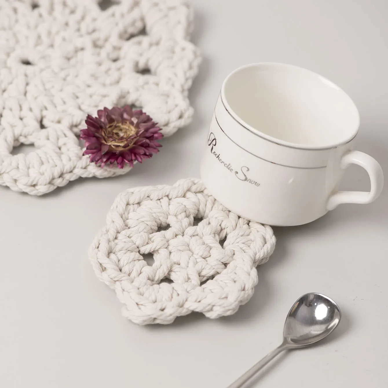 Porta-copos de corda de algodão estilo nórdico, decoração de mesa, corda de algodão trançada, almofadas de isolamento redondas, decoração de casa