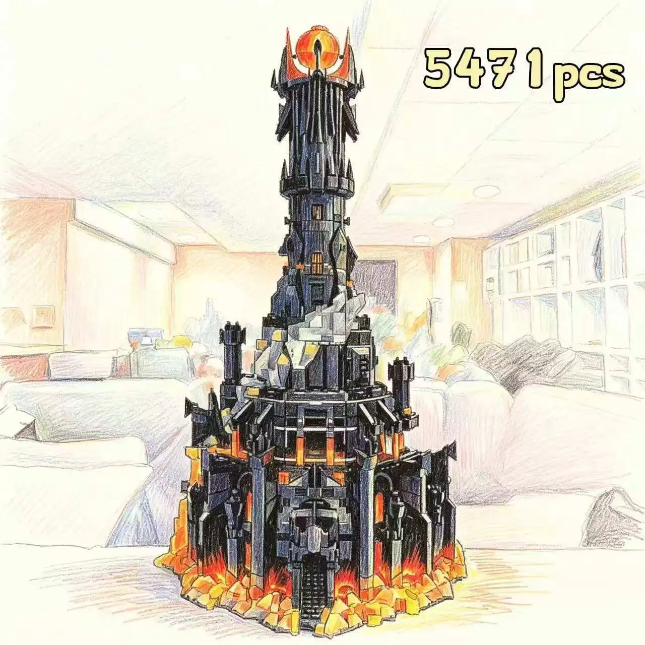 2026 New Arrival 5471pcs Fortress Barad Dur Dark Tower Building Block For Birthday Christmas Gift