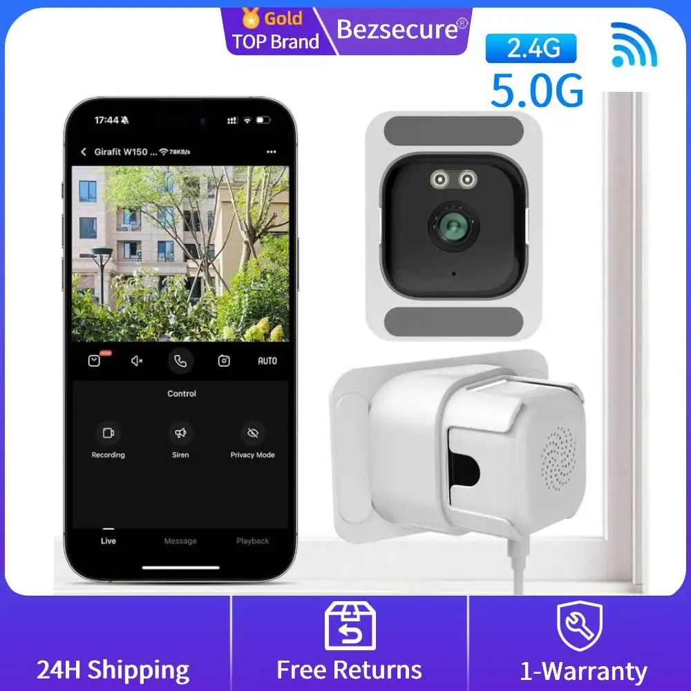 2K HD Smart Window Camera, 2.4G/5G WiFi Indoor Cameras For Home Security Color Night Vision Motion Detection 24/7 Recording