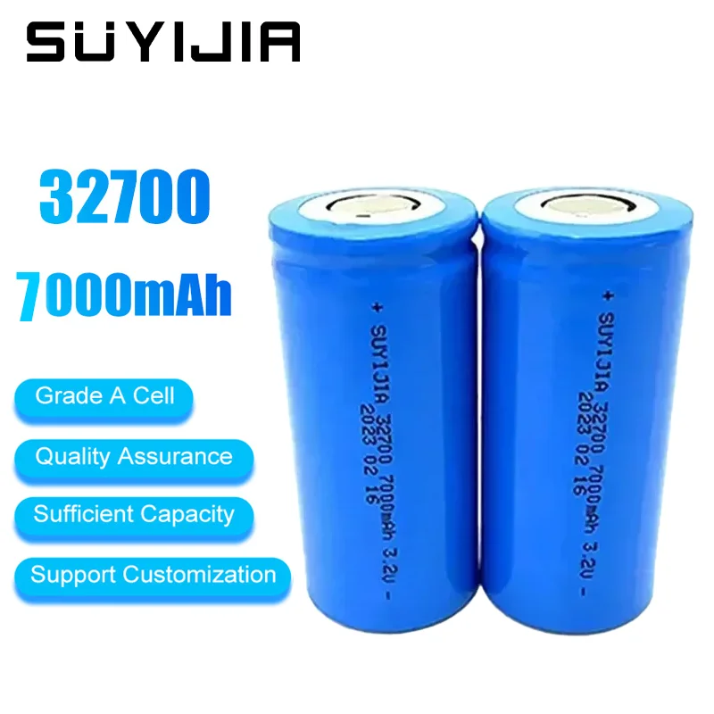 Lifepo4 3.2V 7000mAh 32700 Large Capacity 3C-5C Discharge Long Cycle Life Rechargeable Battery for DIY Solar Energy E-bike