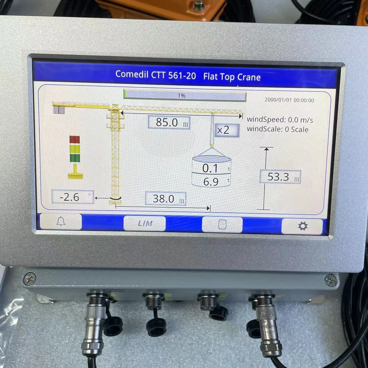 Touch Screen Safe Load Moment Indicator Full Set For Tower Cranes LMI Include Anemometer