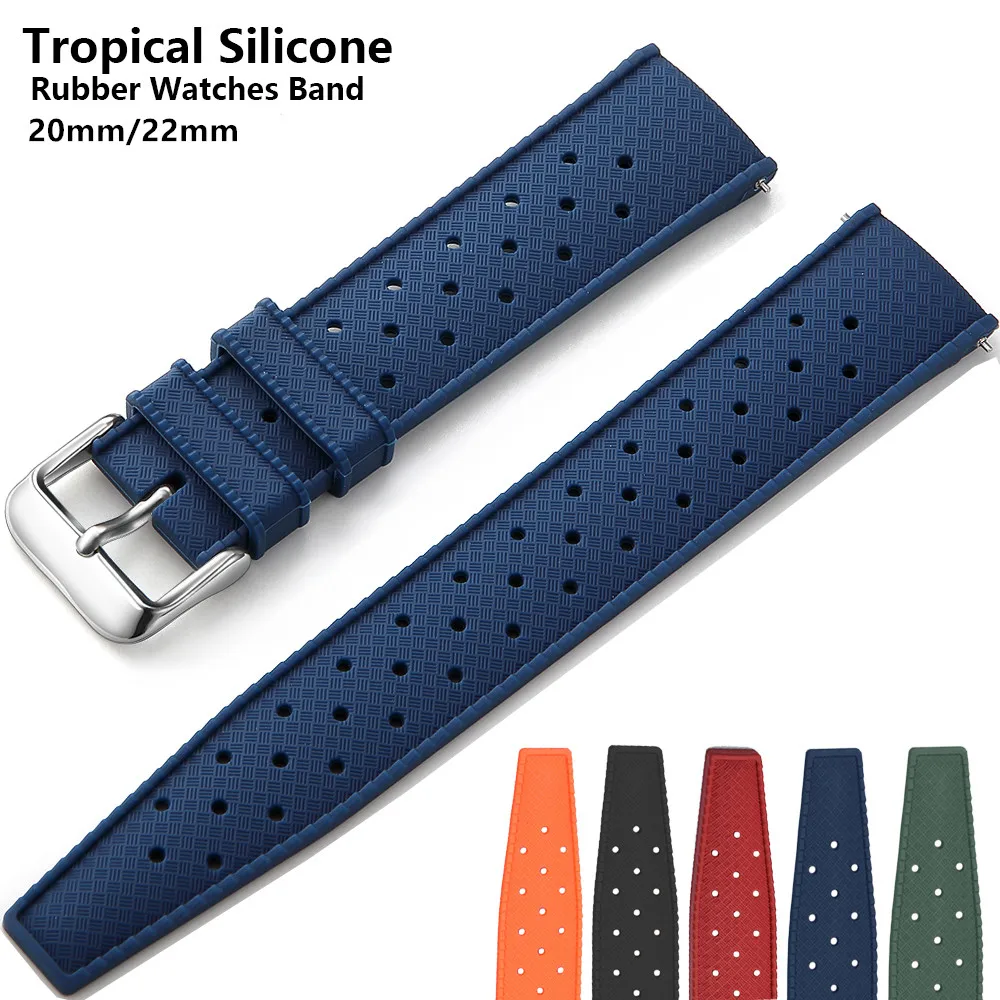 20mm 22mm Tropic Rubber Band for Seiko New Diving Watch Strap for Samsung Galaxy Watch 3 41mm 45mm Huawei Watch GT2