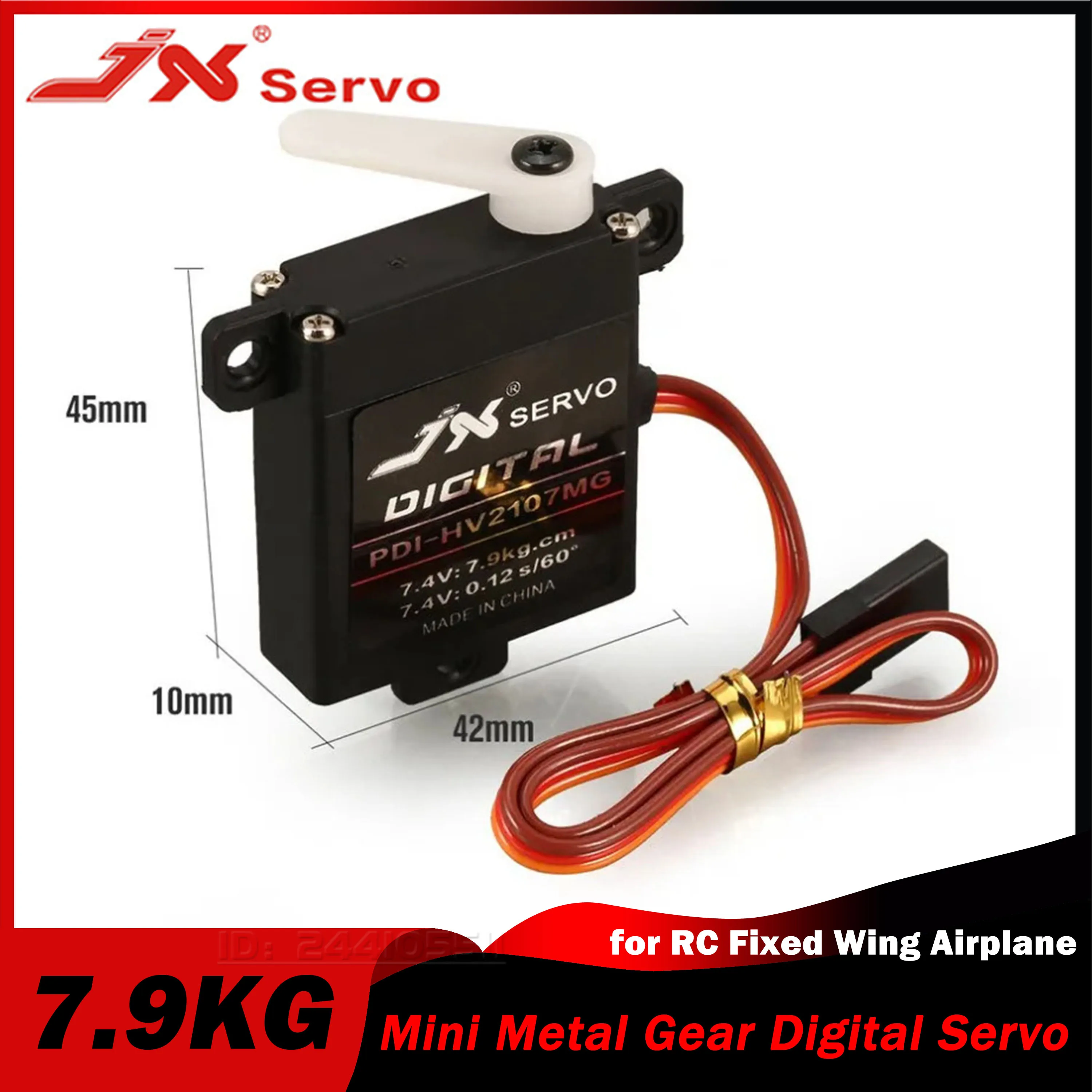 JX 7.9KG Mini Metal Gear Servo Digital PDI-HV2107MG Steering Standard Motor 6~7.4 V for RC Fixed Wing Airplane Toy Model Part