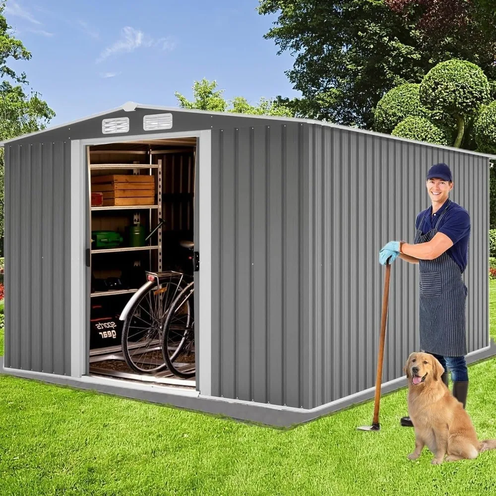 Outdoor Storage Shed,Waterproof Metal Garden Sheds with Lockable Door,Weather Resistant Steel Tool Storage House Shed for Yard