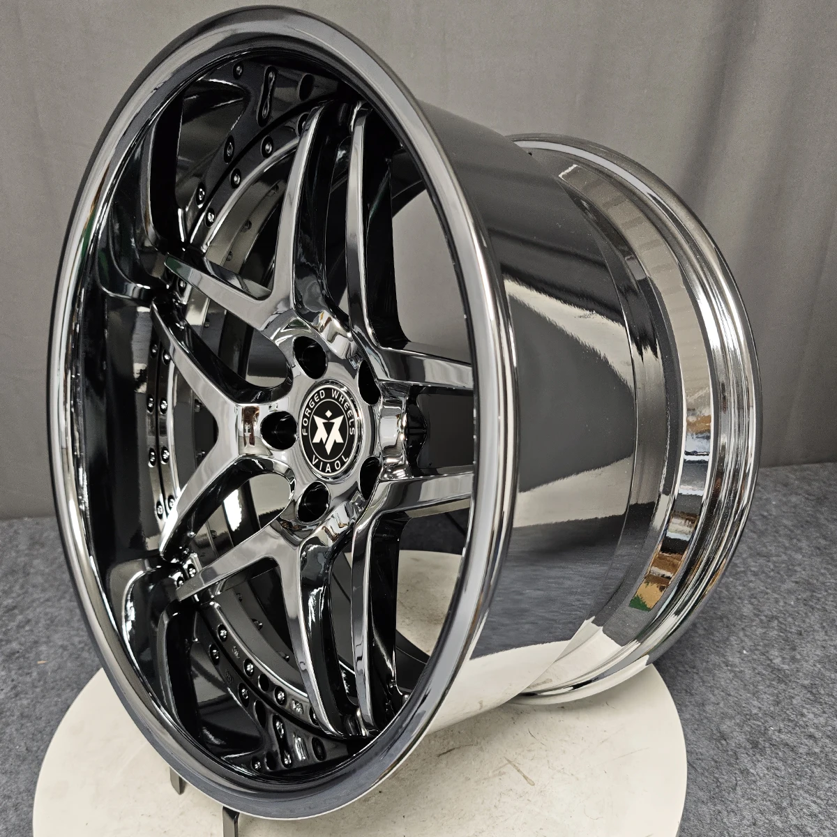 Viaol Chrome 2-Piece Forged Wheels Alloy Rims  5x120 4x100 5x108 6x139.7 5*114.3 for X8 C7 C8 M2 M3 Mustang F12 GTR Camaro
