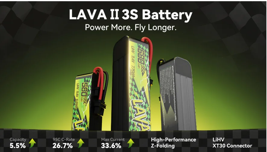 Bateria BETAFPV LAVA II 3S 580mAh/680mAh 95C com Conector XT30