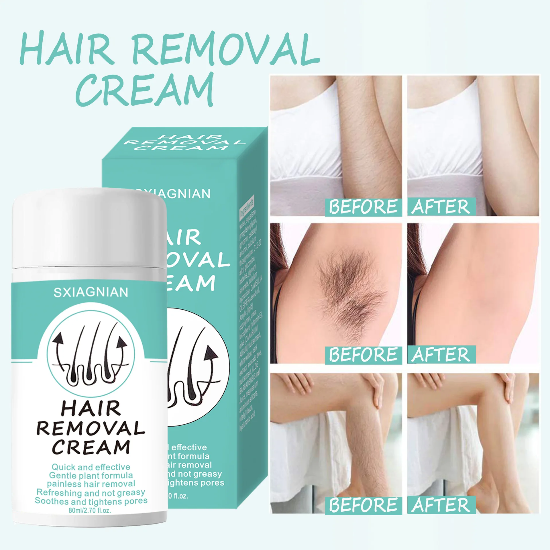 New Product Hair Removal Cream Painless Hair Removal Armpit Leg Arm Skin Care Body Care Hair Removal Cream 80g For Men And Women