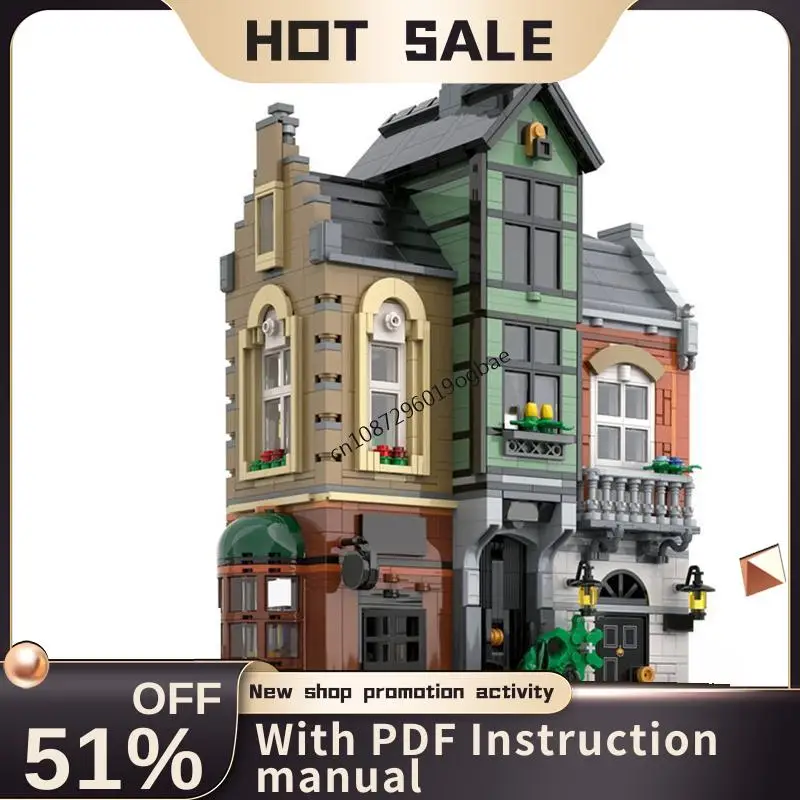 

New 1781Pcs City Hot Selling Street View Moc Modular Baker Street Model Building Blocks Diy Creative Ideas Kid Toy Birthday Gift