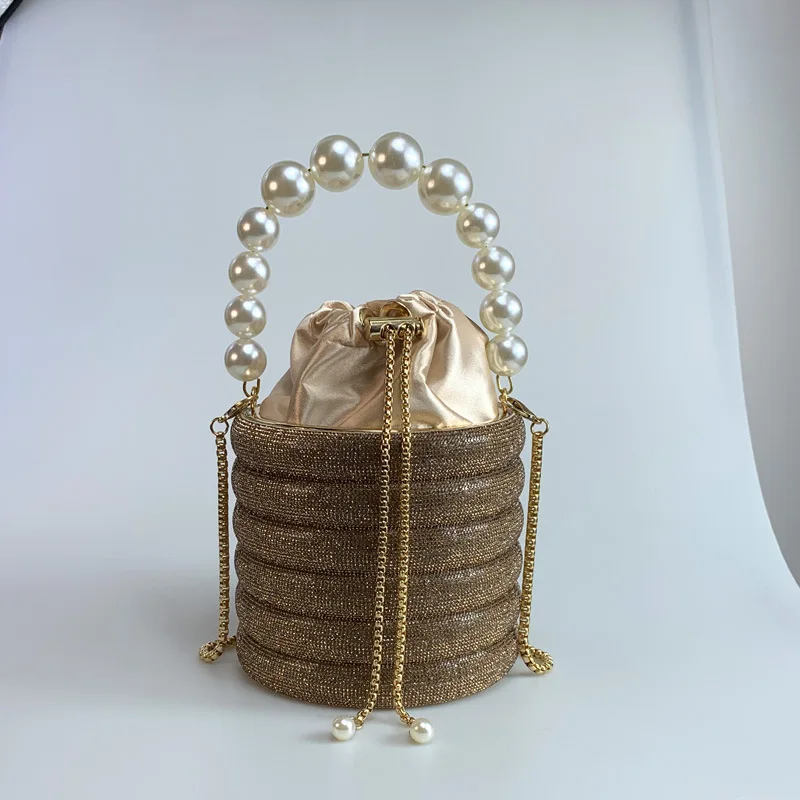 

Annual Dinner Women's Bag Fashion Pearl Handbag Diamond Gold Bucket High-end Bag Women Sac De Marque Luxe Femme Sac À Main Femme