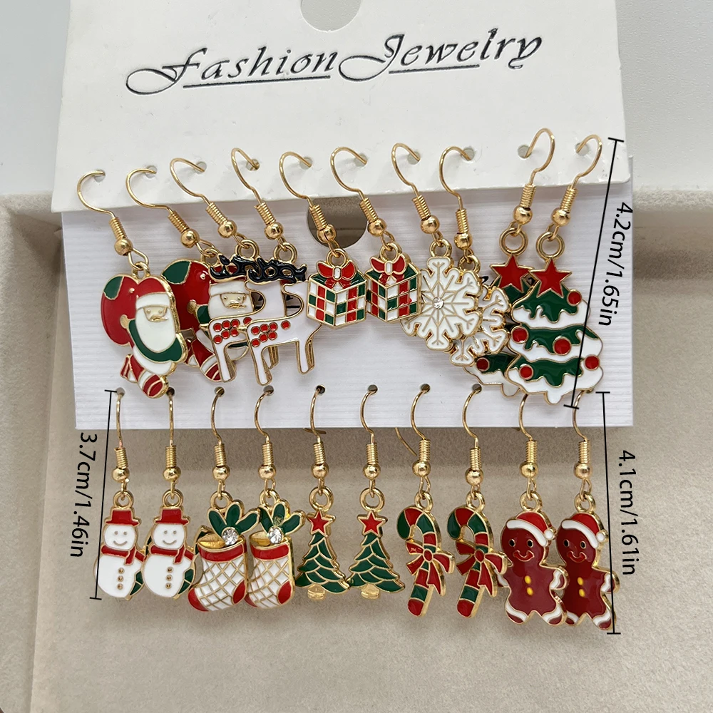 20PCS/10PCS Weihnachten Ohrringe Set Cartoon Tropft Öl Elch Santa Claus Lebkuchen Mann Ohrringe für Frauen Weihnachten geschenke – Detail 6