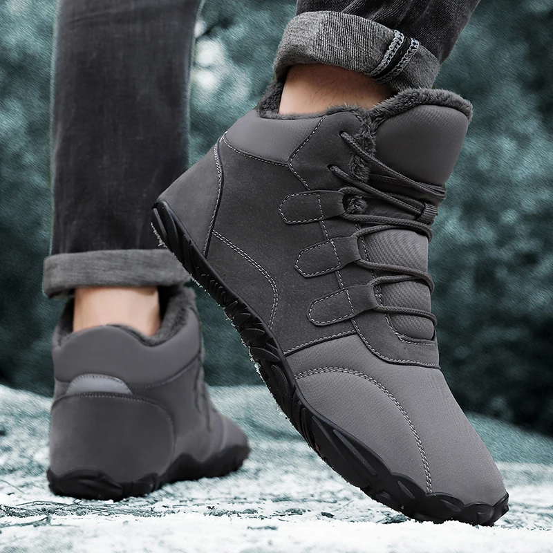 Botas de nieve para hombre y mujer, zapatos cálidos de piel, antideslizantes, minimalistas, térmicas, para Trekking al aire libre, Otoño e Invierno