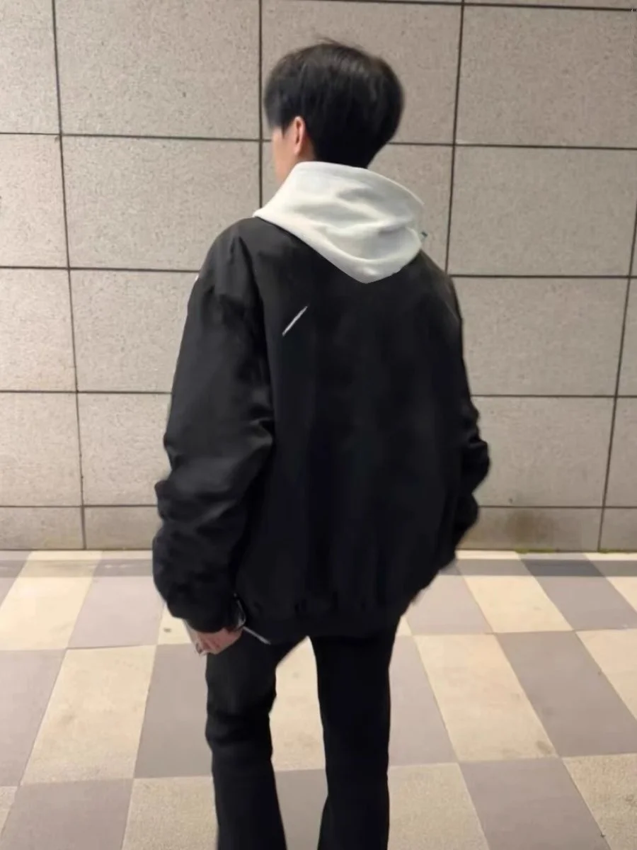 

2024 New American Retro Baseball Jaet Men's Loose Bla Jaet with Letter Embroidery Versatile Outerwear for Youth