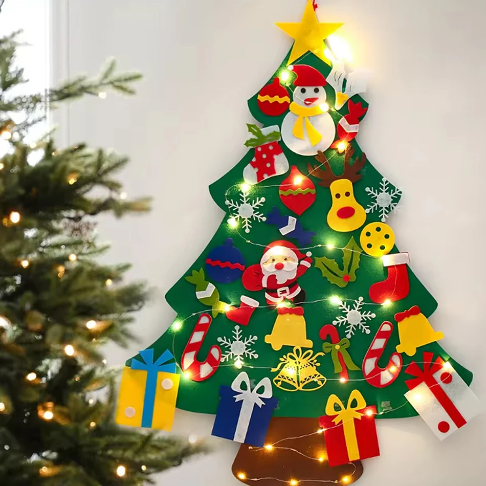DIY Felt Christmas Tree Christmas Decoration for Home Navidad 2026 New Year Christmas Ornaments Santa Claus Xmas Kids Gifts