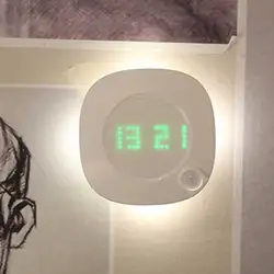 Wall Clock Light Infrared Motions Sensor Human Body Induction Night Lamp Digital Time Lighting Attachable  Dry Battery