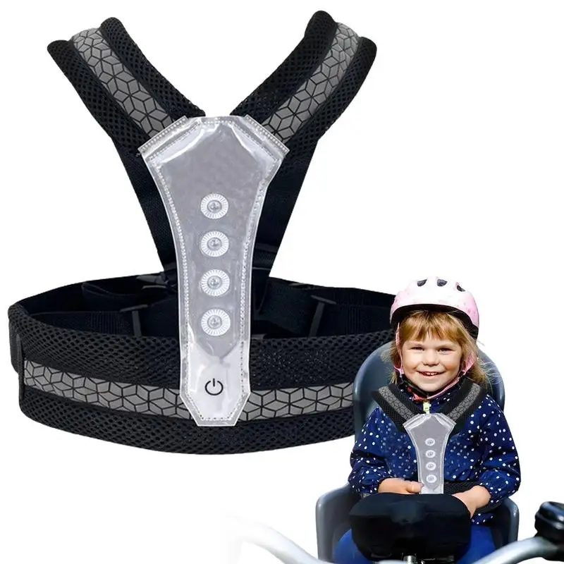 Motorcycle Harness For Kids Adjustable Motorcycle Safety Strap Reflective Strip Kids Bike Safety Belt Prevent Passengers From