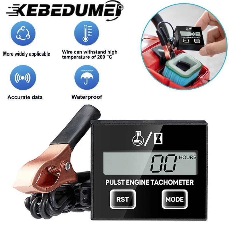 High Tachometer Digital Lcd Display Clip Type Replaceable Handheld Inductive Pulse Tachometer Gasoline Engine Debugging Timer