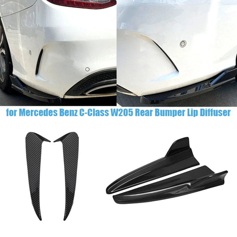 

NEW-Carbon Rear Bumper Lip Diffuser Splitter Air Vent Trim For Mercedes Benz C-Class W205 C180 C200 C300 C63 AMG 2015-2021