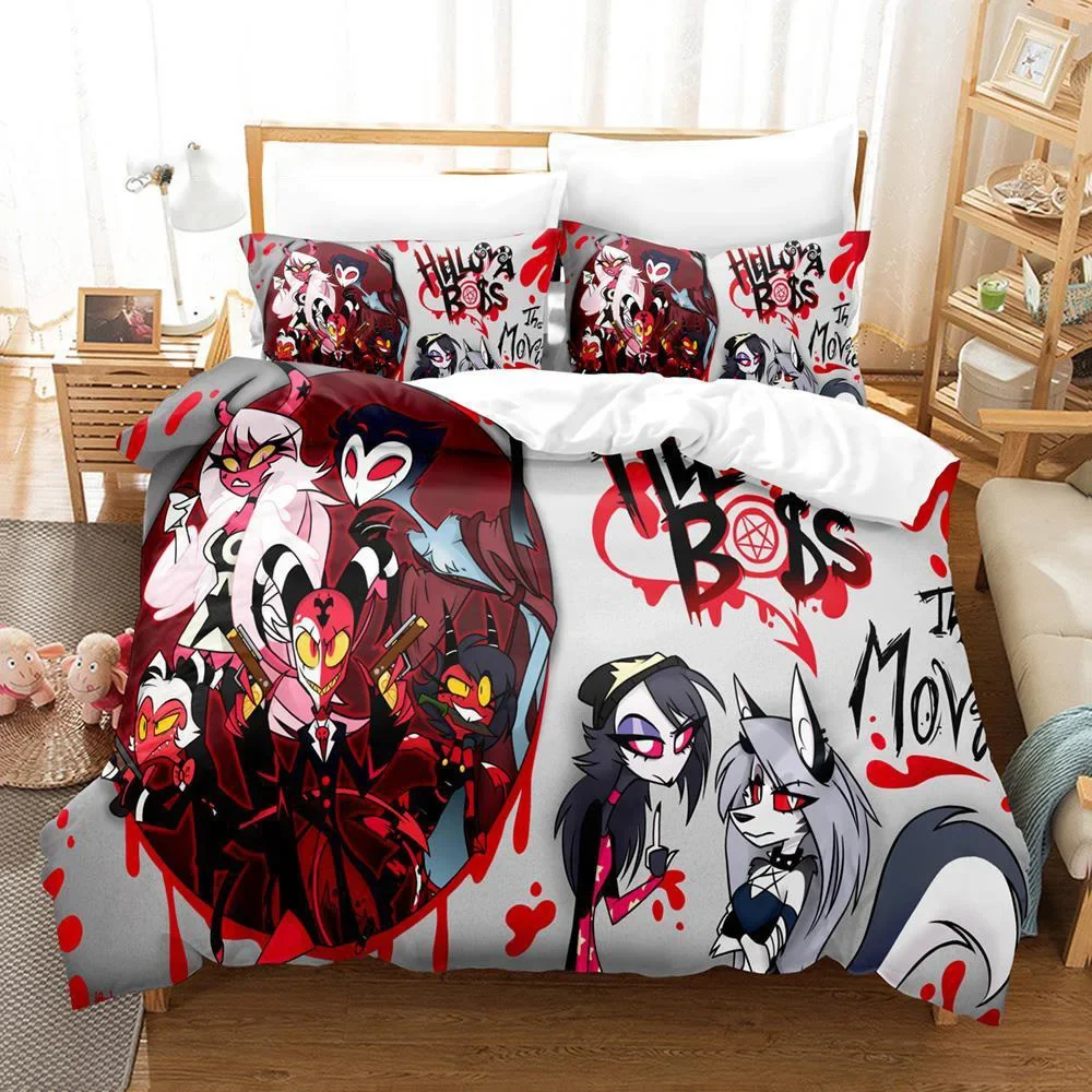 3D Printed Helluva Boss Bedding Set Duvet Cover 3Pcs Cover Single Twin Quilt Adult Kids Bedclothes Cover Home Textile