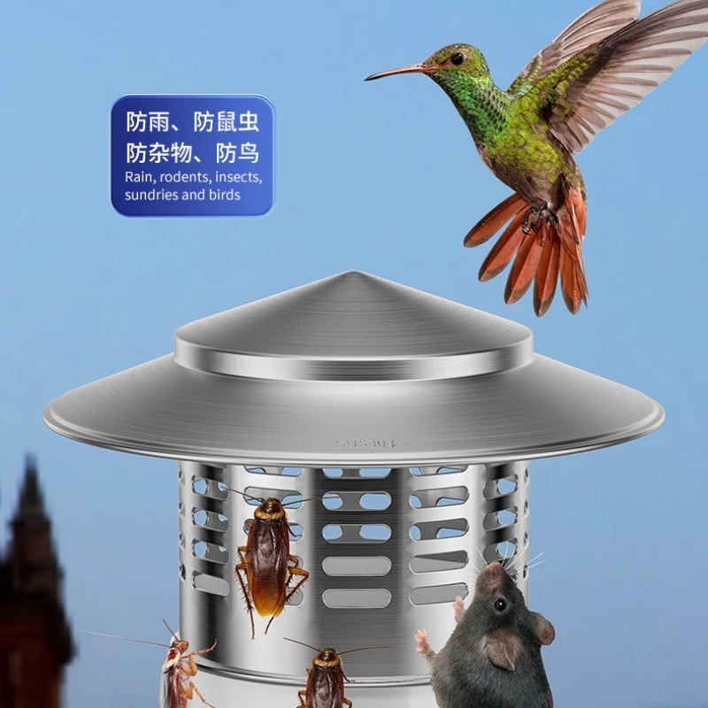 Umbrella shaped breathable cap, 304 stainless steel chimney cover, roof and rooftop rainproof water cover, ventilation cap