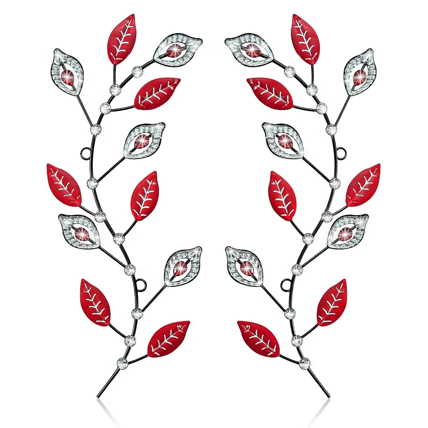 2 Set Metal Tree Leaf Wall Art for Home Decor Living Room Bedroom Dining Room Bling Rhinestone, 3D, Iron Branch, Customized