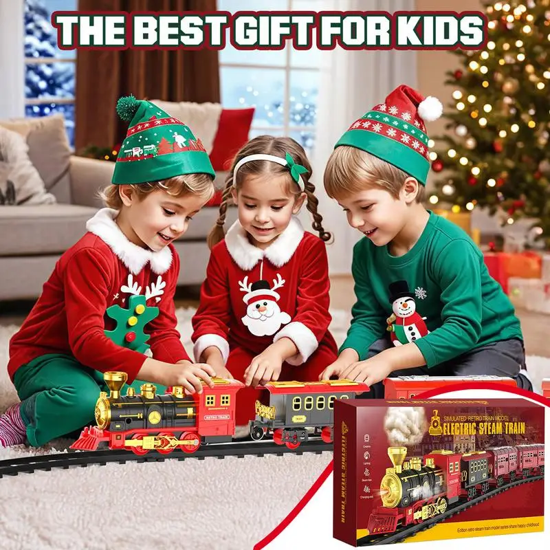 Electric Train For Kids Classic Electric Train Toy Sound Train Set Locomotive Model Battery-Powered Railway Kit Christmas Toy