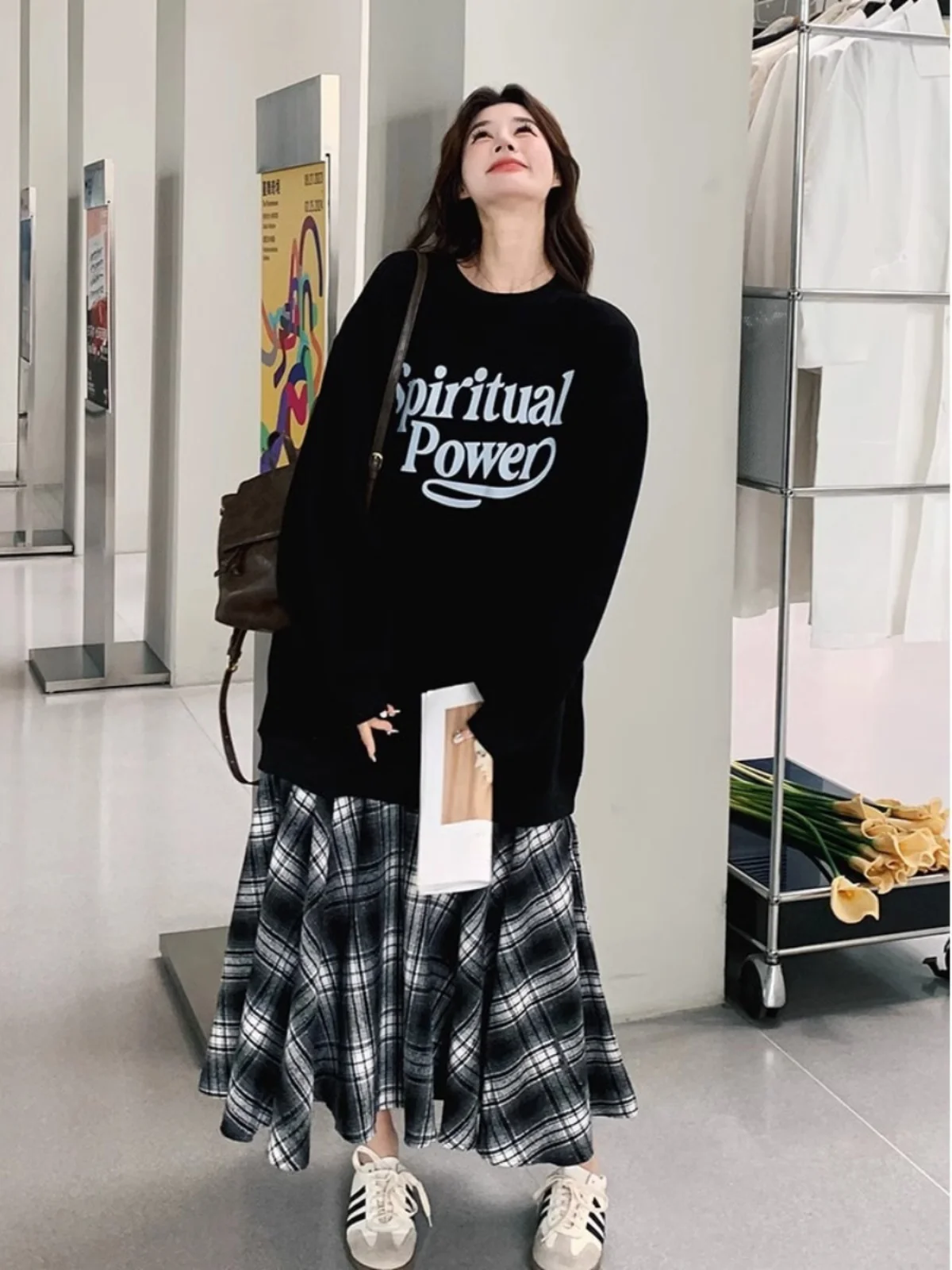 Bla round Ne Long Sve Letter Sudadera Mujer Faionable Sli Otoño Invierno Lazy Sle Ropa de abrigo de moda