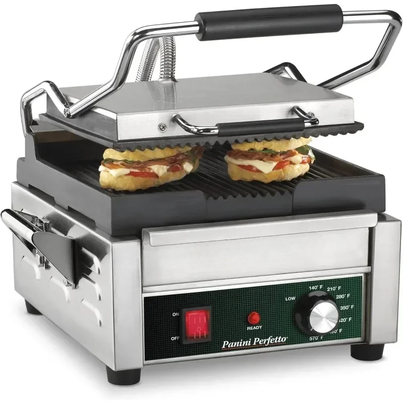 Compact Italian Style Panini Grill 120V Silver Cooking Appliances