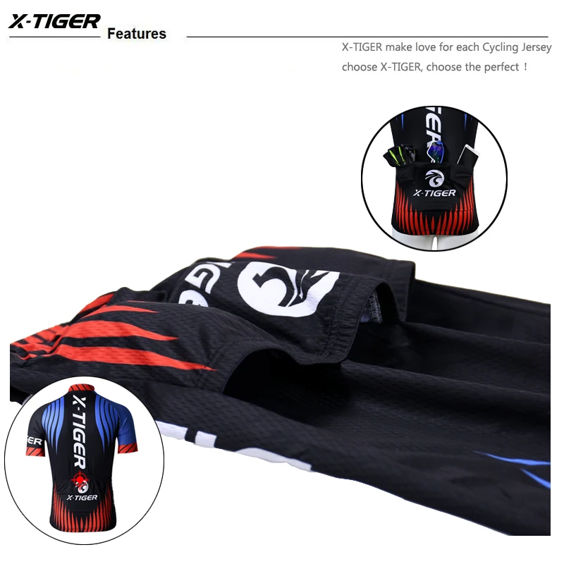 X-TIGER Cycling Jersey Men Mountain Bike Clothing Quick-Dry Racing MTB Bicycle Clothes Uniform Breathale Cycling Clothing Wear