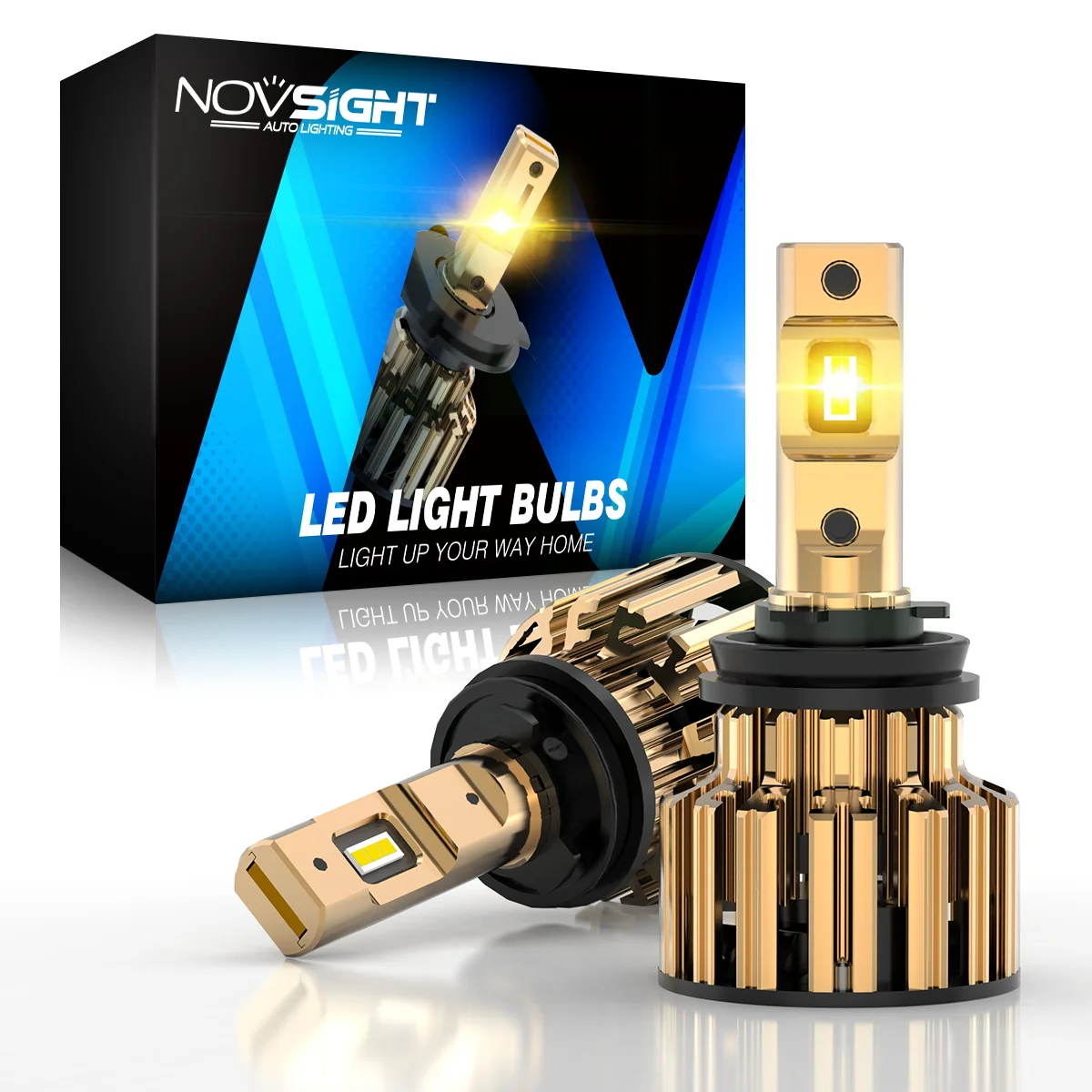 NOVSIGHT A397 F03Y Yellow Light H11 3000K LED Headlight For Car LED  70W LED Auto Headlamp Fog Light Bulb