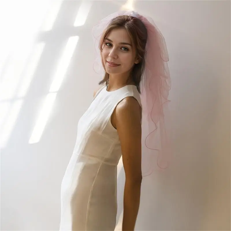 

A52E Многослойная фата для невесты, подружки невесты, свадебная фотофата, реквизит для праздничного сбора