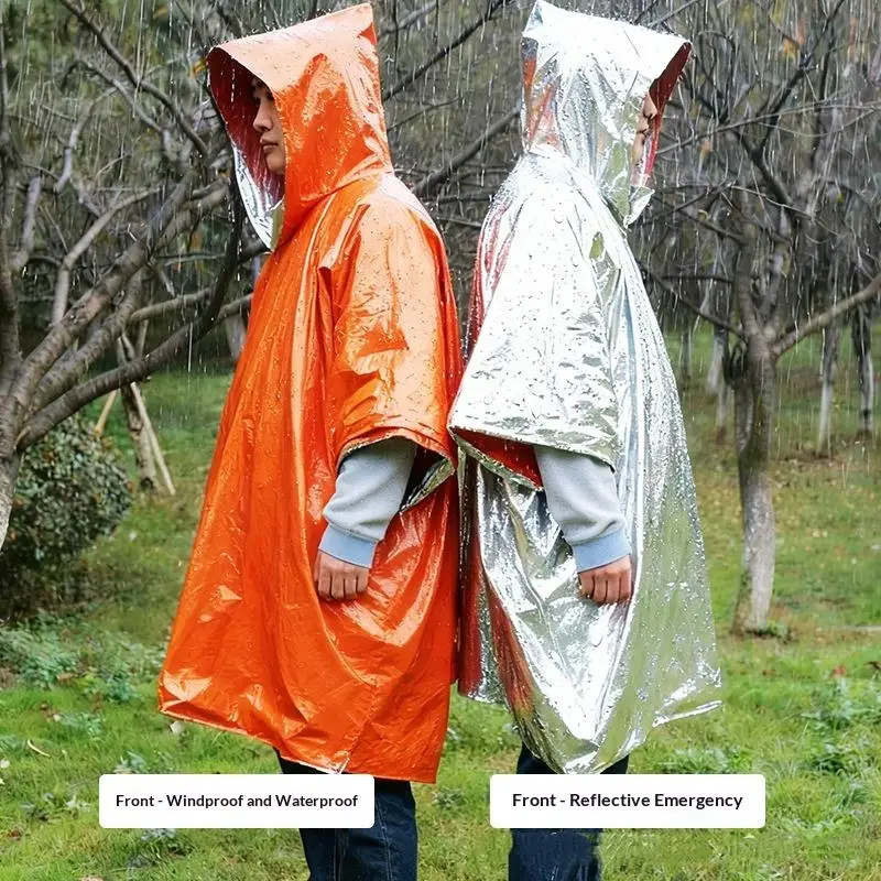 Outdoor Emergency Insulation Raincoat Multifunctional First Aid Raincoat Life Blanket Rainproof And Cold Resistant Dual-purpose