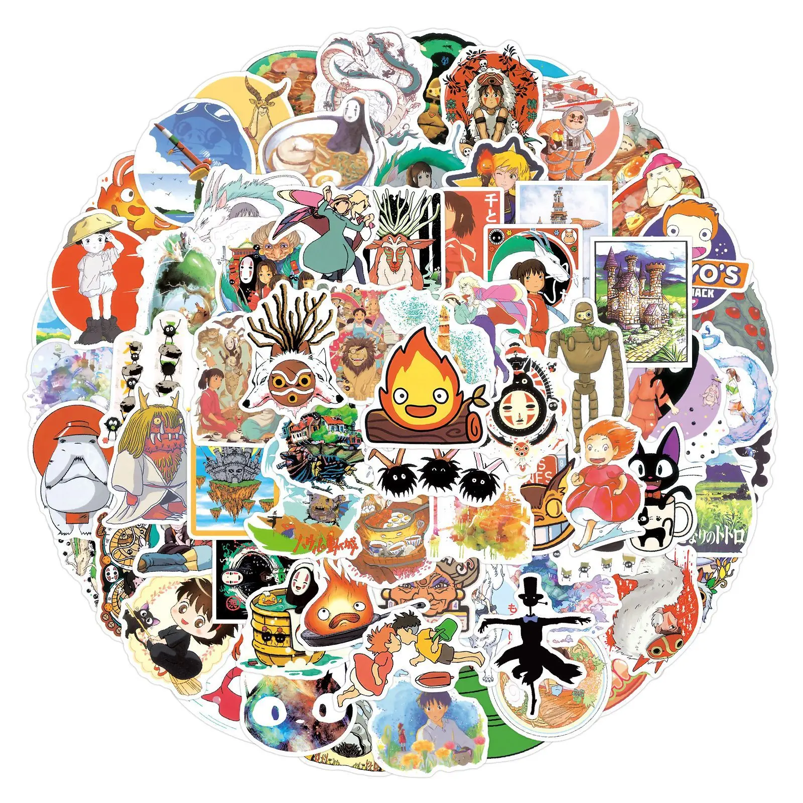 100 Uds Ghibli Hayao Miyazaki pegatinas DIY Scrapbooking teléfono equipaje monopatín pegatinas de grafiti impermeables