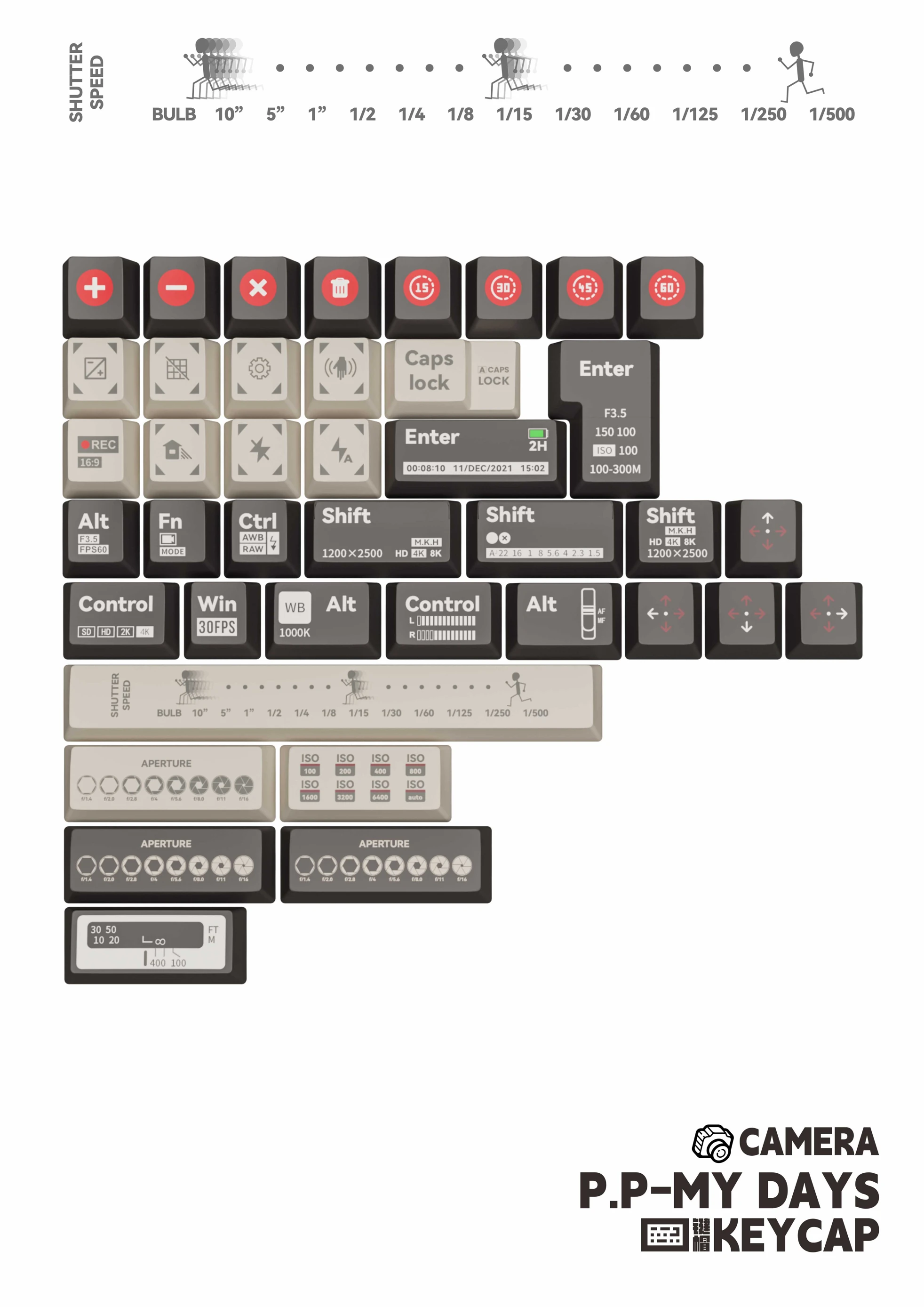 Camera parameters Theme keycaps Original PBT sublimation mechanical keyboard special cross satellite shaft men and women