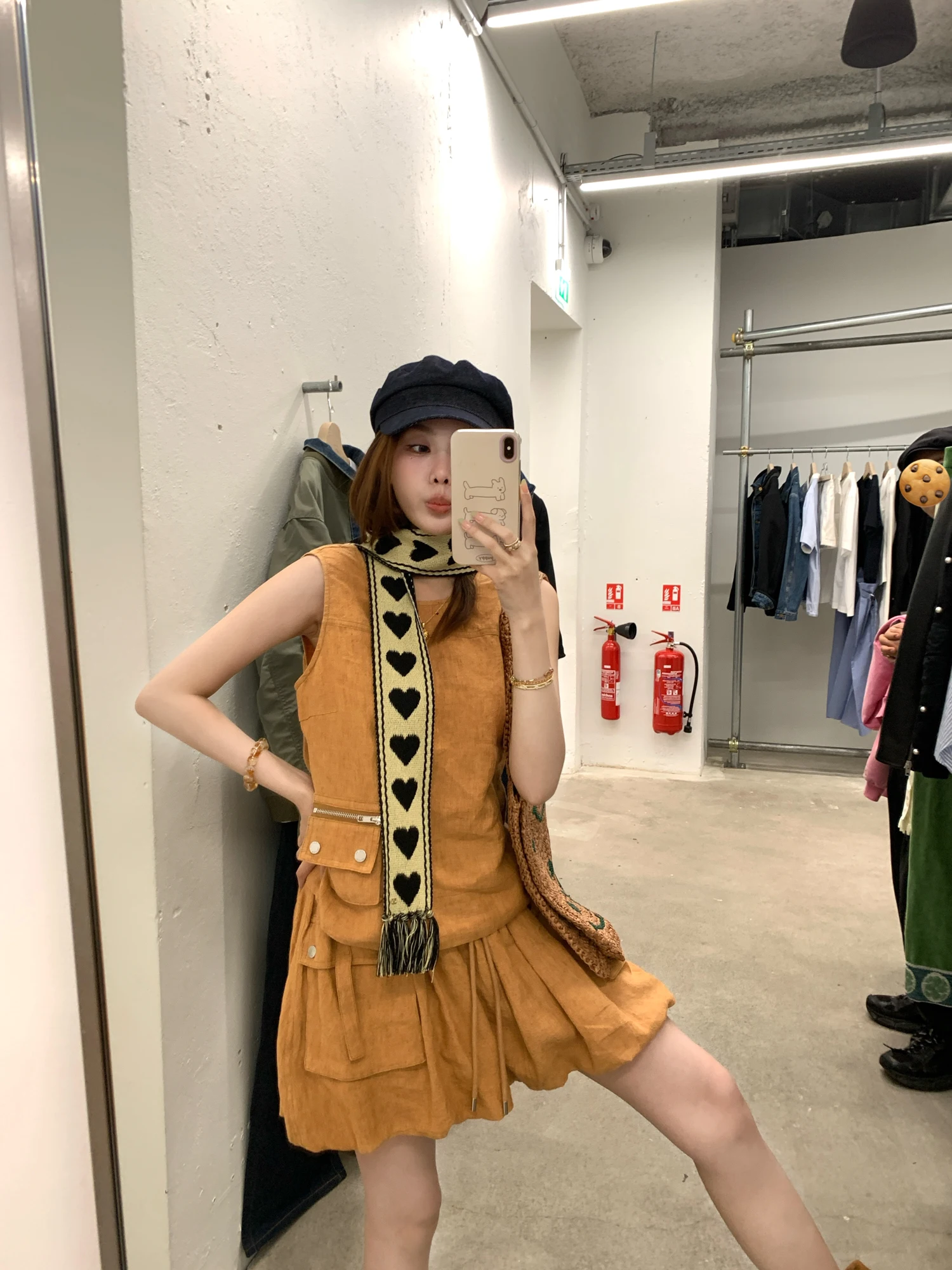 

Realzz Ning Zhang Antique Bronze Flower Heavy Industry Linen Workwear Vest Semi Skirt Loose Fit Commute Sle Summer Piece