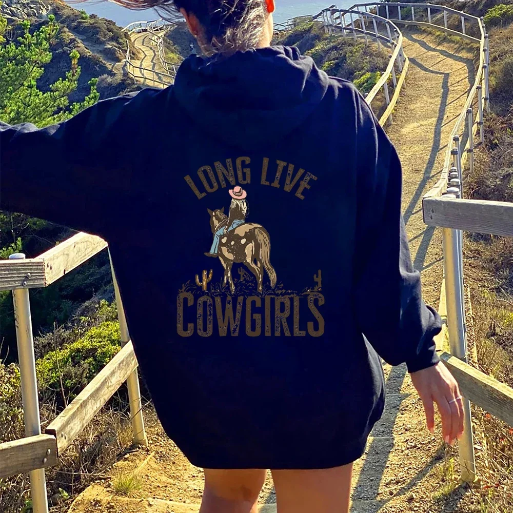 Long Live Cowgirls Hoodie, Western Desert Hooded Sweatshirt, Vintage Cactus Cowgirl Pullover, Wild West Country Girl Trendy Hood