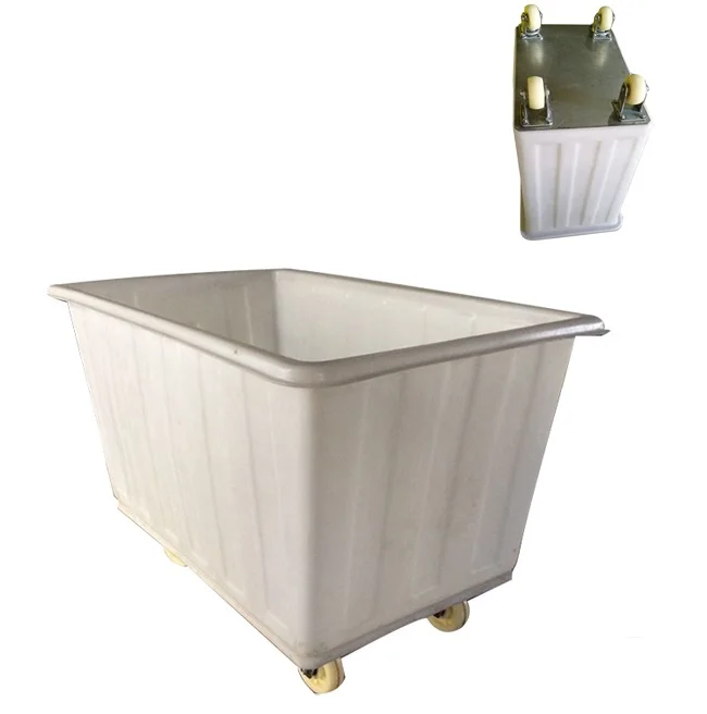 *Plastic Mobile Used Hotel Luggage Cart Laundry Trolley on Wheels with Lid