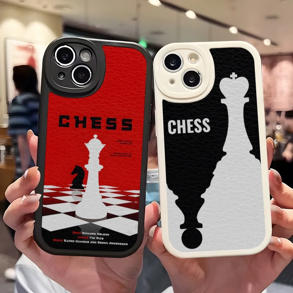 Chess Surreal Art Phone Case For Iphone 15 12 Pro Max 11 14 13 Mini X Xr Xs 7 6 8 Puls Se Lambskin Silicone Cover