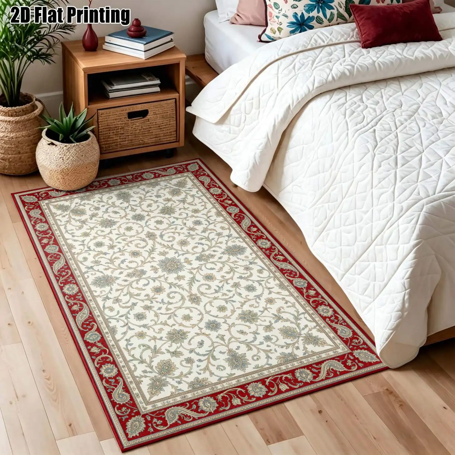 1Pc 2D Printed Retro Brown-Grey-Green European-Style Carpet, Luxury Decor Mat for Home, Multi-Size, Machine Washable