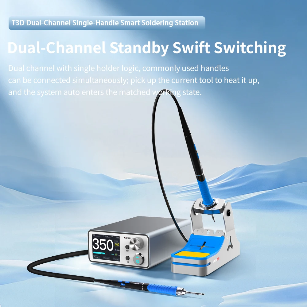 New AIXUN T3D Dual Channel Single Station Intelligent Soldering Station, Auto Soldering Handle Recognition, Full Compatibility