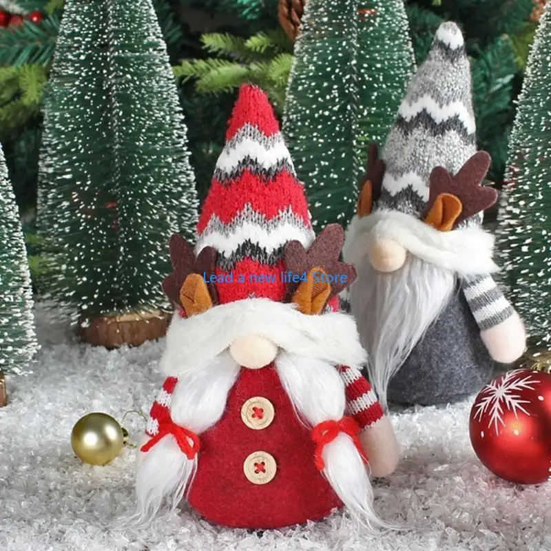 Y55E Festliche Rentier -Geweihhut gesichtsloser Plüschspielzeugdekoration für die Weihnachtsfeier