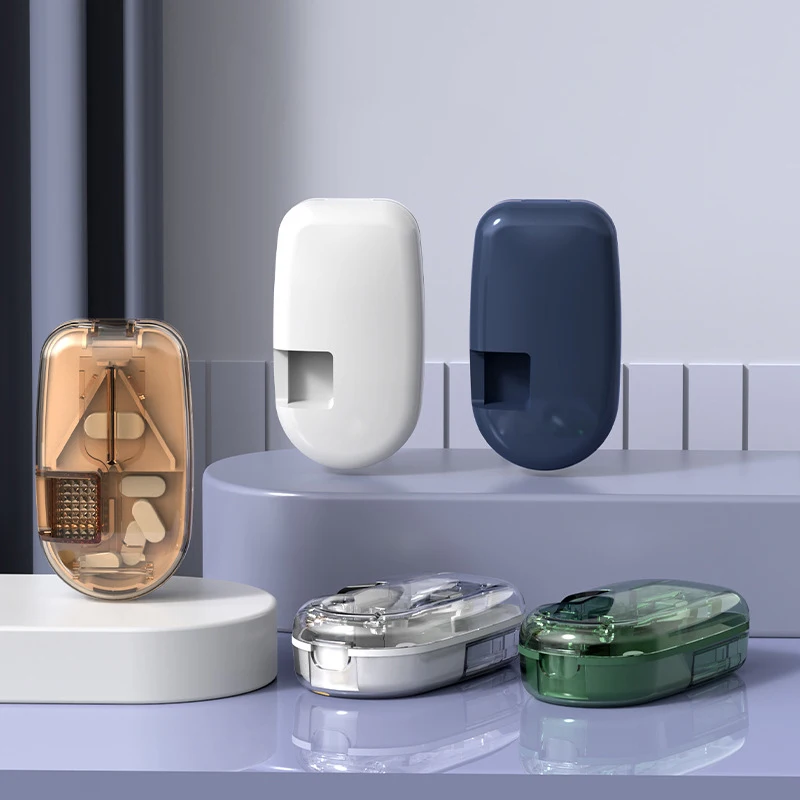 

Portable Medicine Cutter Divider Quartet Pill Cutter Half Medicine Slicer Convenient Drug Storage Box