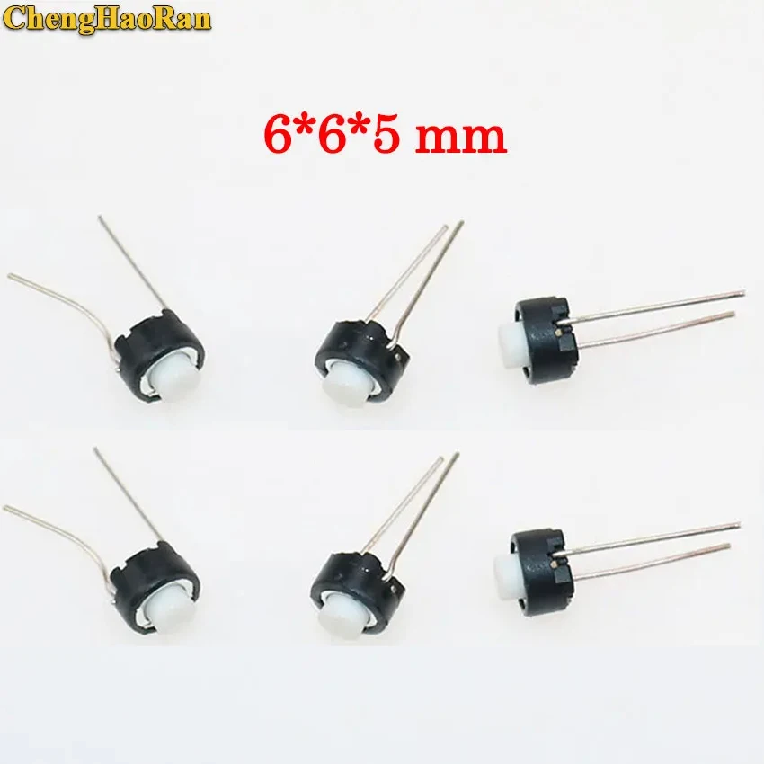 ChengHaoRan 20-100pcs Touch switch button 6*6*5mm DIP 6X6X5 mm Tactile Tact Push Button Micro Switch Momentary for A-L-P-S white