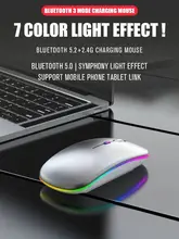 HOMEFISH PHONEPACE Dual Mode Wireless Mouse 2.4G Bluetooth Rechargeable Silent LED Backlit Optical Mice for PC Laptop