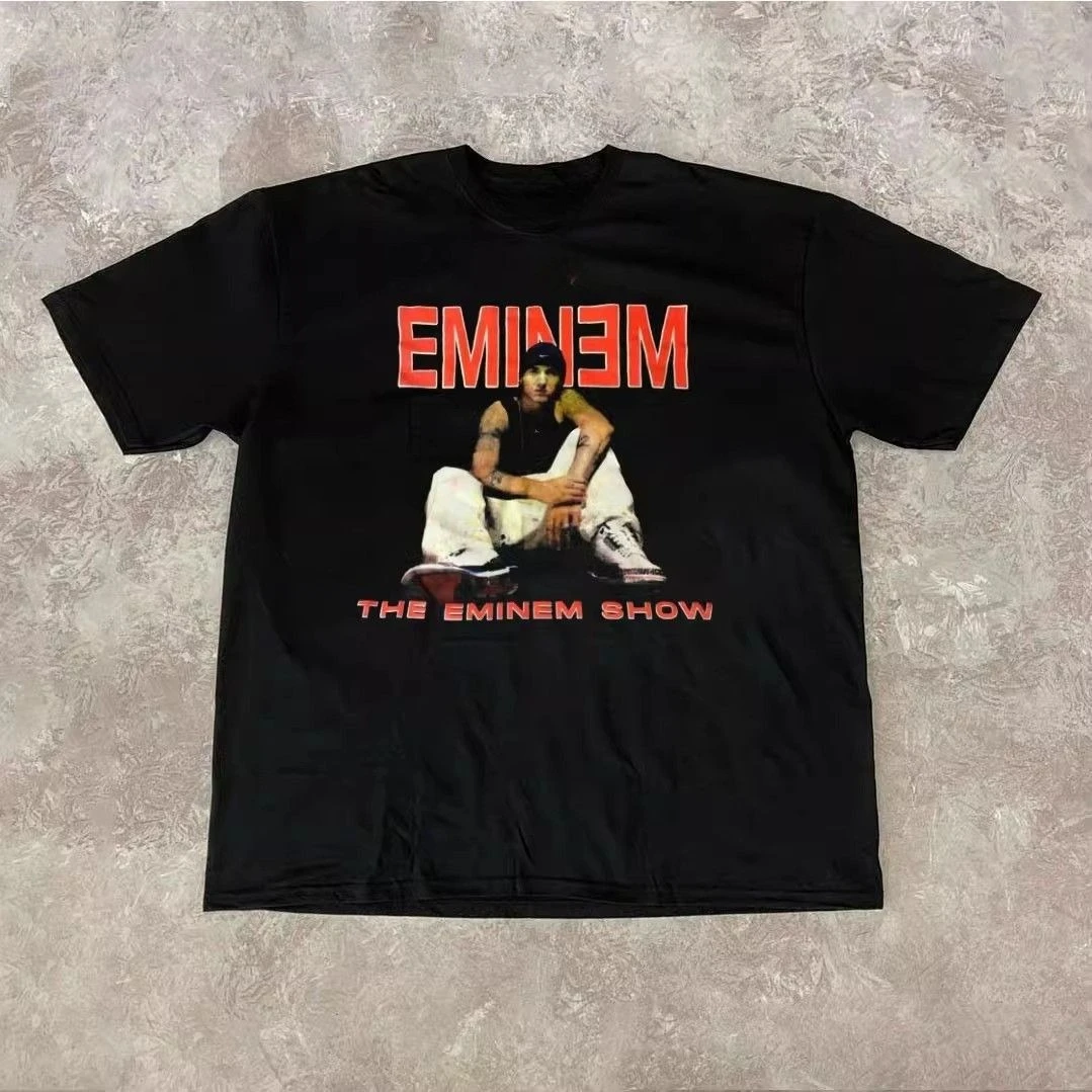 

Eminem Rapper Хип-хоп футболка с короткими рукавами Тяжелая мужская удобная хлопковая футболка с короткими рукавами