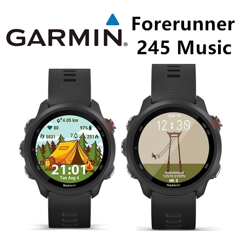 Reloj GPS Garmin Forerunner 245 Music Original para Correr al Aire Libre con Monitor de Ritmo Cardíaco Óptico, Compatible con Ruso y Español Portugués