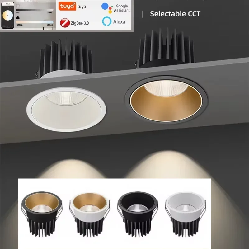 

Tuya Bluetooth/Zigbee точечные светильники встроенные небесные светильники COB точечные светильники потолочные светильники кухня гостиная домашнее внутреннее освещение